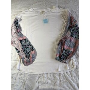 NWT  Hayden Los Angeles Top Women Small Ivory Paisley Ruffle Fairy Boho Hippie